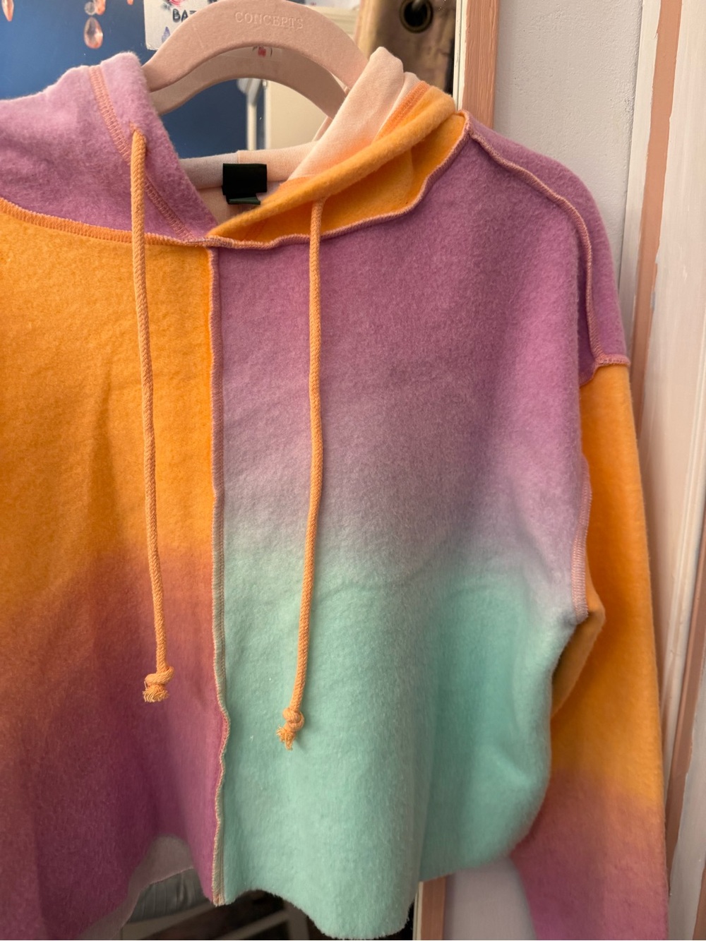 wild fable Pastel Ombre Cropped Hoodie - Yellow, Pink, Mint - Picture 3 of 7